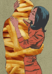 Girl Kissing Hot Potato Fries GIF