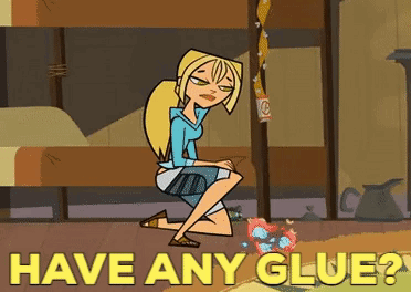 Girl Kneeling With Have Any Glue GIF