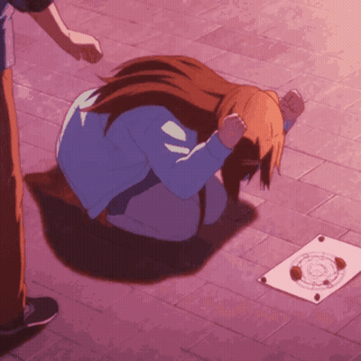 Girl Kneeling With Paper GIF