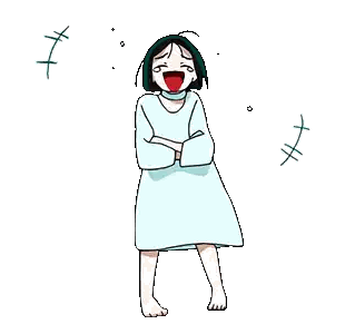 Girl Laughing With Red Mouth Sticker