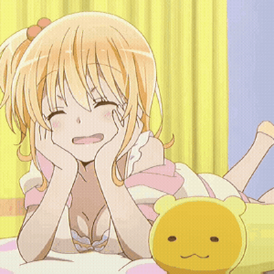 Girl Laying On Bed With Teddy Bear GIF