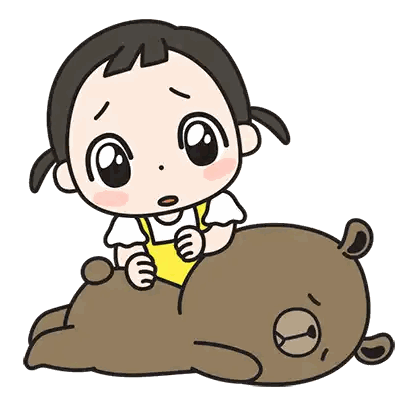 Girl Laying On Brown Bear Sticker