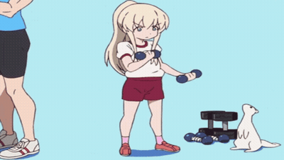 Girl Lifting Dumbbells And Seal GIF