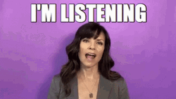 Girl Listening Quote With Violet Background GIF