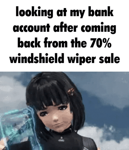 Girl Looking At Bank Account After 70% Windshield Wiper Sale GIF