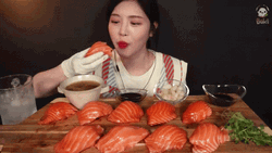 Girl Loves To Eat Sushi GIF