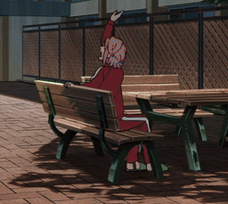 Girl Lying On Bench With Head Resting GIF