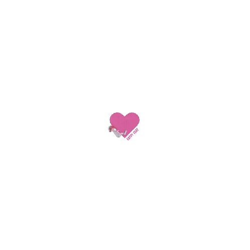 Girl Lying On Pink Heart With Happy Vday Sticker