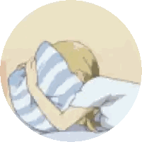 Girl Lying On Stomach With Striped Pillow Sticker