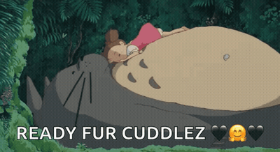 Girl Lying On Top Of Totoro Ready Fur Cuddlez GIF