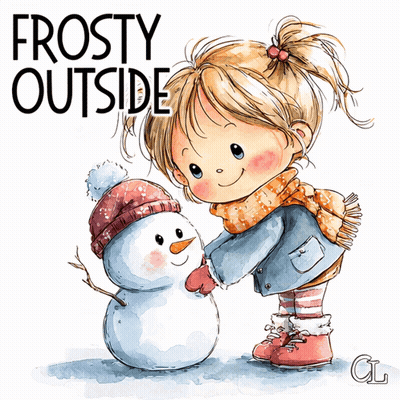 Girl Making Snowman Saying Frosty Outside GIF