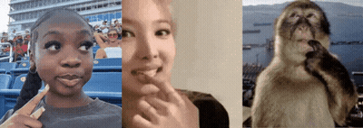 Girl Monkey And Man Sitting In Stadium GIF