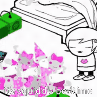 Girl Next To Bed It's Squidd's Bedtime GIF