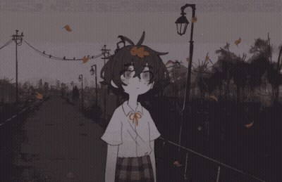 Girl Next To Street Light GIF