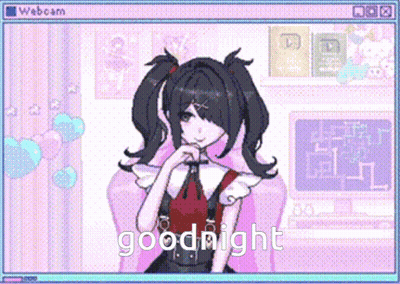 Girl On Computer Screen Saying Goodnight GIF