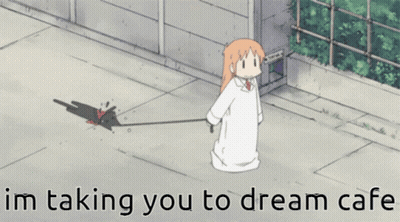 Girl On Leash Saying Im Taking You To Dream Cafe GIF