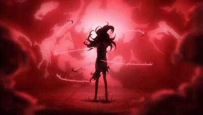 Girl On Red Background Saying I GIF