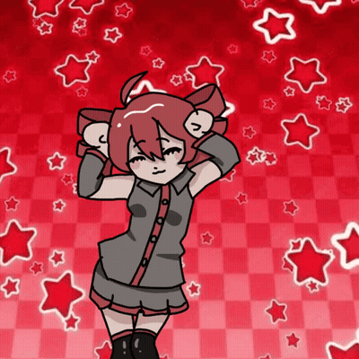 Girl On Red Checkered Background GIF