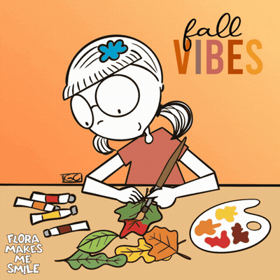 Girl Painting Leaves Fall Vibes GIF
