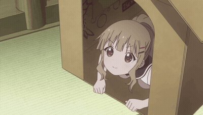 Girl Peeking Out Of Cardboard Box Saying Duck GIF