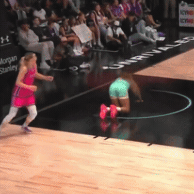Girl Playing Basketball On Morgan Stanley Court GIF