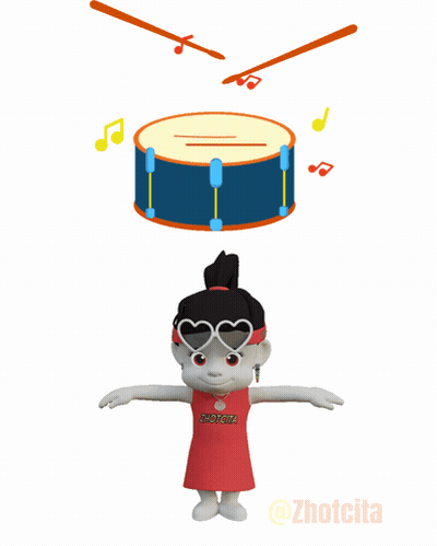 Girl Playing Drum Zhoucita GIF