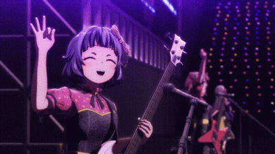 Girl Playing Guitar And Singing Into Microphone On Stage GIF