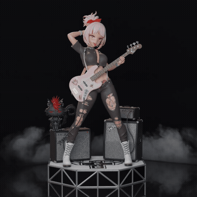 Girl Playing Guitar Statue GIF