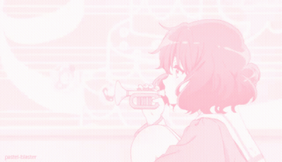 Girl Playing Trumpet On Pink Background Pastel Blaster GIF