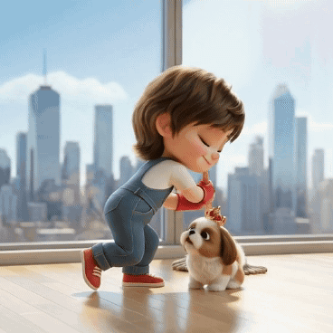 Girl Playing With Crowned Puppy GIF
