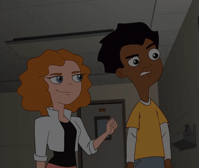 Girl Pointing At Boy's Face GIF