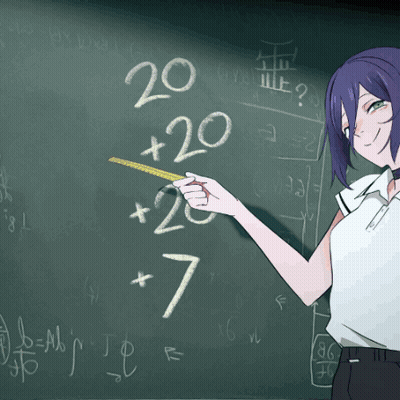 Girl Pointing At Chalkboard With Number 20 GIF