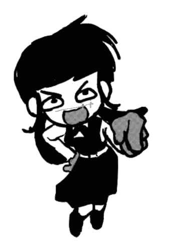Girl Pointing Finger Black And White Sticker