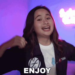 Girl Pointing Up Enjoy GIF