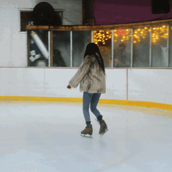 Girl Practicing Skating Slipping On Ice GIF