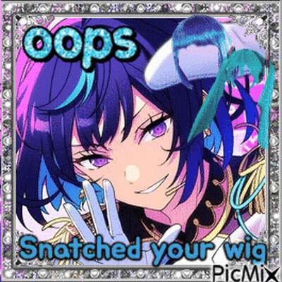 Girl Purple Blue Hair Oops Snatched Your Wig GIF