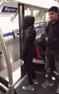 Girl Pushed Out Of Train GIF