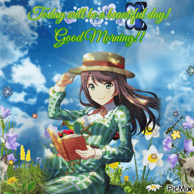 Girl Reading A Book Today Will Be A Beautiful Day GIF