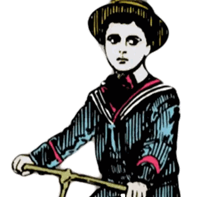 Girl Riding Bicycle With Hat Sticker