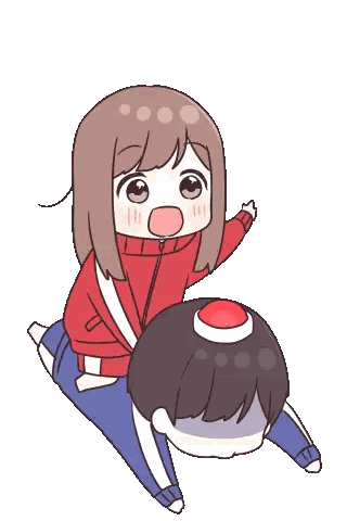 Girl Riding On Boy's Back With Button On Head Sticker