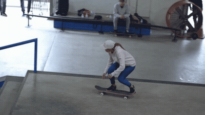 Girl Riding Skateboard On Ramp GIF