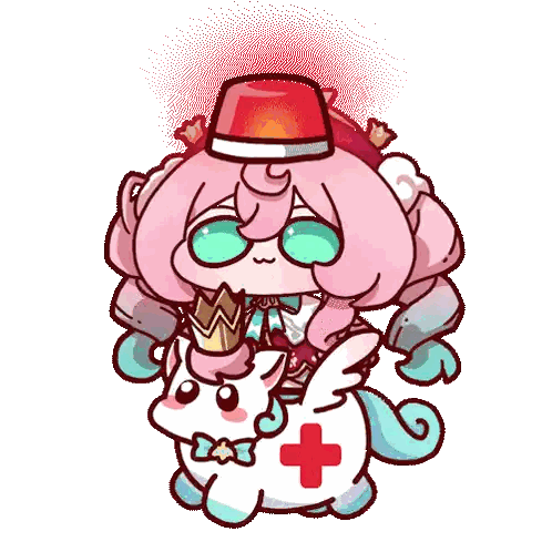 Girl Riding Unicorn With Red Cross Sticker