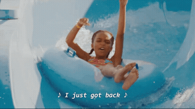 Girl Riding Water Slide I Just Got Back GIF