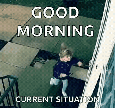 Girl Running Down Stairs Good Morning GIF