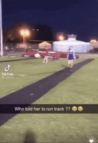 Girl Running On Track With Caption Who Told Her GIF