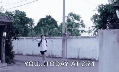 Girl Running Street Saying You Today 2:21 GIF
