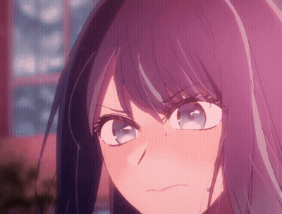 Girl's Face Close Up Purple Background GIF