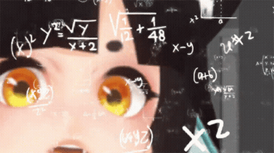 Girl's Face Surrounded By Math Equations GIF