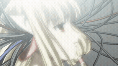 Girl's Face With Wires Out Of Head GIF