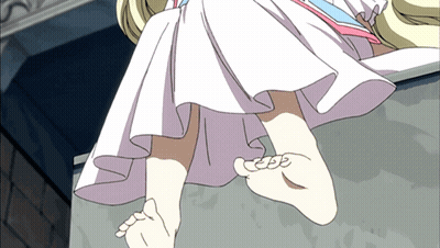 Girl's Feet In White Dress GIF